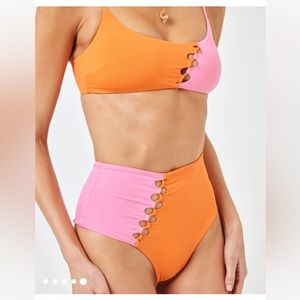 LSPACE PINK & ORANGE BIKINI TOP (S) & BOTTOM (M) !!